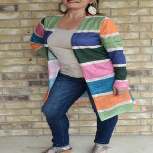 Multicolored Striped Cardigan
